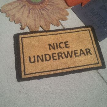 A humourous doormat to wipe your feet on